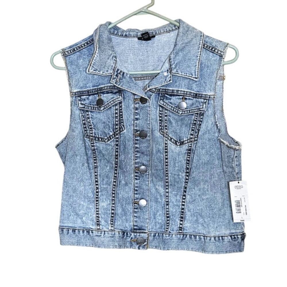 A New Approach Size Large New NWT Jean Vest Light Stone Blue ANA Cotton